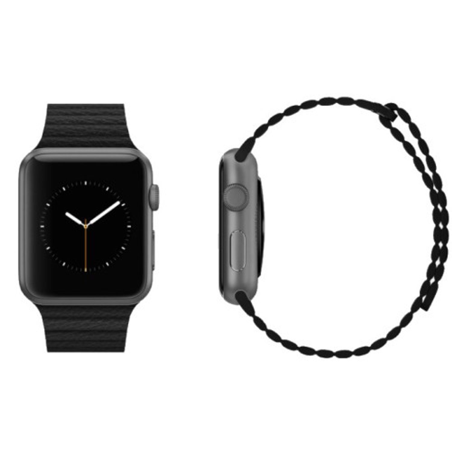 Curea iUni compatibila cu Apple Watch 1/2/3/4/5/6, 40mm, Leather Loop, Piele, Dark Gray fotografia produsului View 3 L