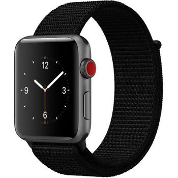 Curea iuni compatibila cu apple watch 1/2/3/4/5/6, 44mm, nylon sport, woven strap, black