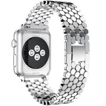 Curea iUni compatibila cu Apple Watch 1/2/3/4/5/6, 44mm, Jewelry, Otel Inoxidabil, Silver
