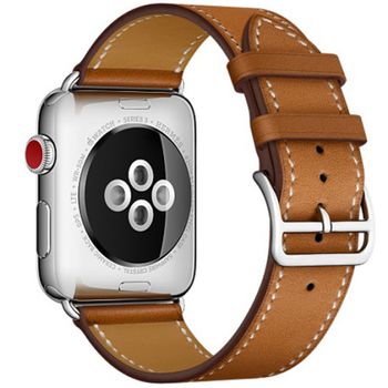 Curea iuni compatibila cu apple watch 1/2/3/4/5/6, 44mm, single tour, piele, maro