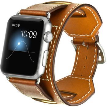 Curea iuni compatibila cu apple watch 1/2/3/4/5/6, 40mm, cuff 4 in 1, piele, maro