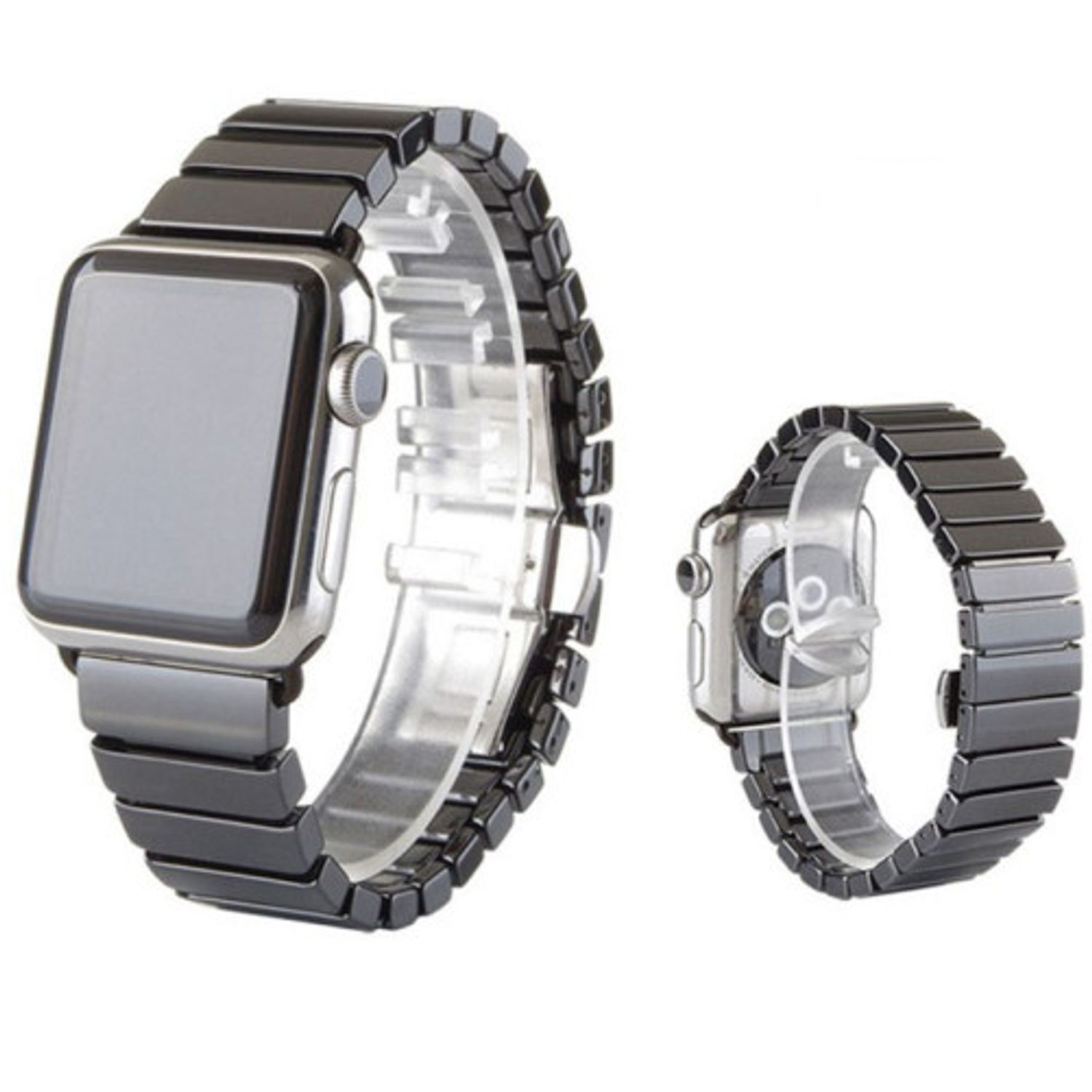 Curea iUni compatibila cu Apple Watch 1/2/3/4/5/6, 40mm, Ceramic Belt, Black fotografia produsului View 2 L