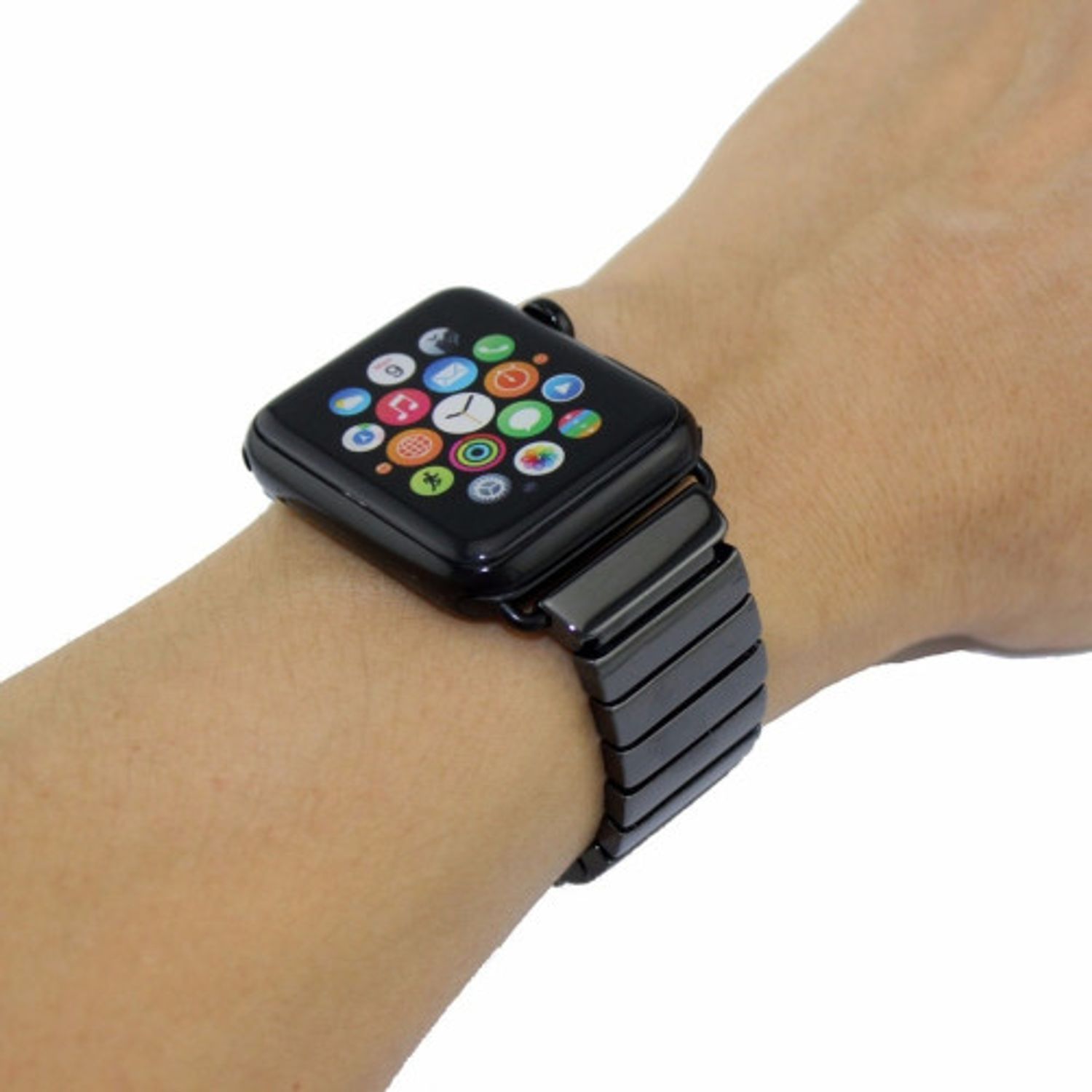 Curea iUni compatibila cu Apple Watch 1/2/3/4/5/6, 40mm, Ceramic Belt, Black fotografia produsului View 5 L