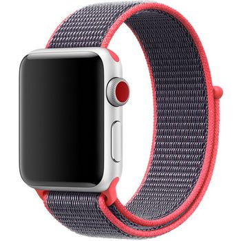 Curea iUni compatibila cu Apple Watch 1/2/3/4/5/6, 44mm, Nylon Sport, Woven Strap, Purple/Electric Pink