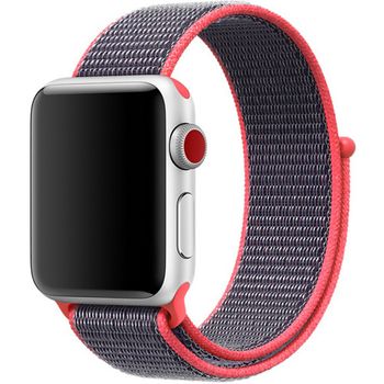 Curea iuni compatibila cu apple watch 1/2/3/4/5/6, 44mm, nylon sport, woven strap, purple/electric pink