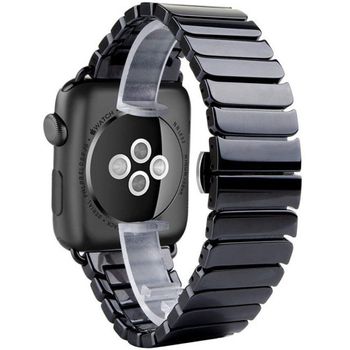 Curea iUni compatibila cu Apple Watch 1/2/3/4/5/6, 44mm, Ceramic Belt, Black elefant.ro