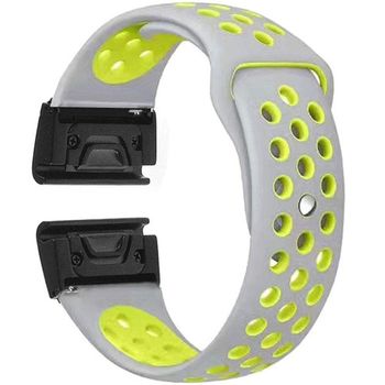 Curea ceas smartwatch garmin fenix 3 / fenix 5x, 26 mm iuni silicon sport gri-galben
