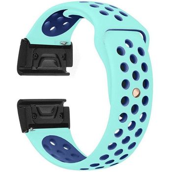 Curea ceas Smartwatch Garmin Fenix 5, 22 mm iUni Silicon Sport Turquoise-Blue