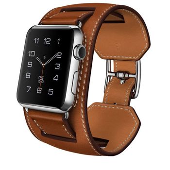 Curea iuni compatibila cu apple watch 1/2/3/4/5/6, 40mm, cuff, piele, maro