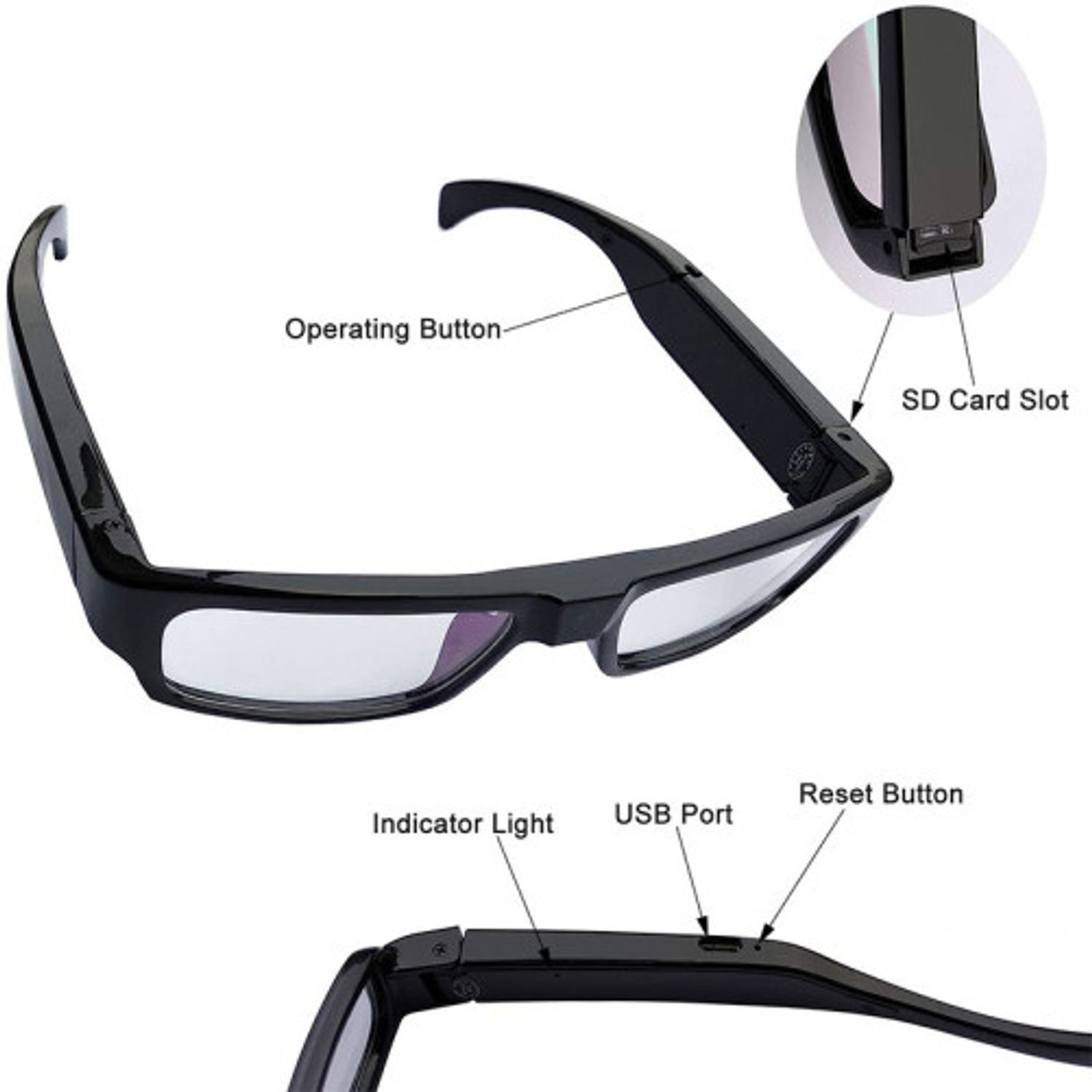 Ochelari cu Camera Spion iUni A1000 FullHD 1080P fotografia produsului View 4 L
