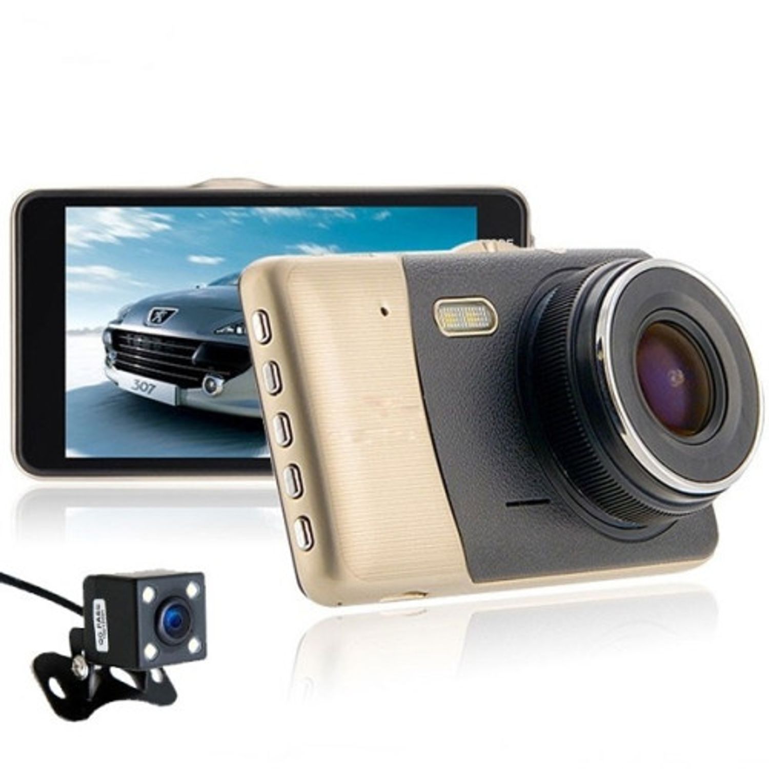 Camera auto Dubla DVR iUni Dash 401, Full HD, 4 Inch, 170 grade fotografia produsului