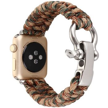 Curea iUni compatibila cu Apple Watch 1/2/3/4/5/6, 44mm, Elastic Paracord, Rugged Nylon Rope, Brown