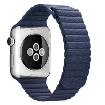 Curea iUni compatibila cu Apple Watch 1/2/3/4/5/6, 42mm, Leather Loop, Piele, Midnight Blue