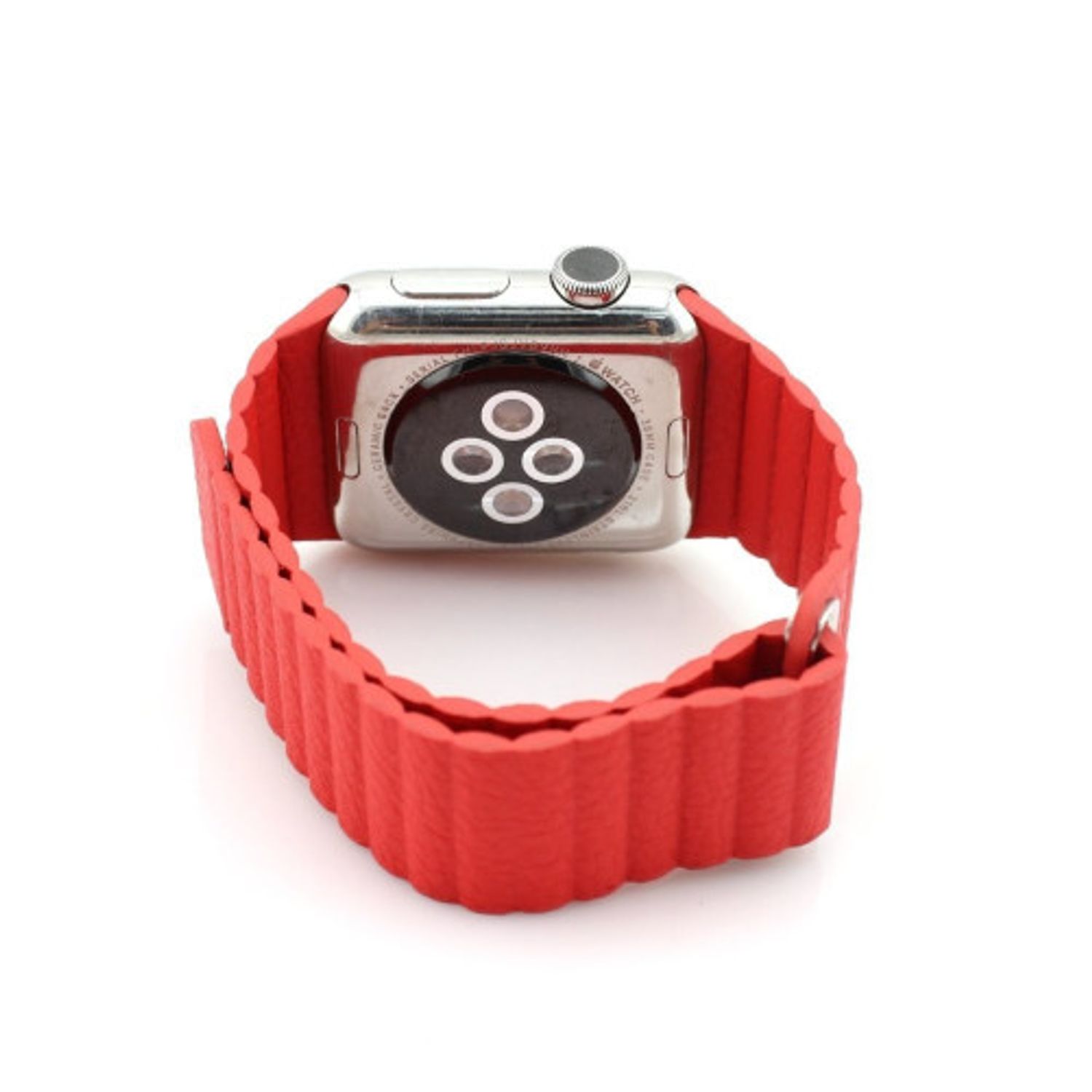 Curea iUni compatibila cu Apple Watch 1/2/3/4/5/6, 42mm, Leather Loop, Piele, Red fotografia produsului View 2 L