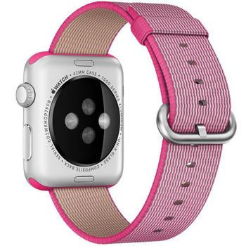 Curea iuni compatibila cu apple watch 1/2/3/4/5/6, 40mm, nylon, woven strap, electric pink