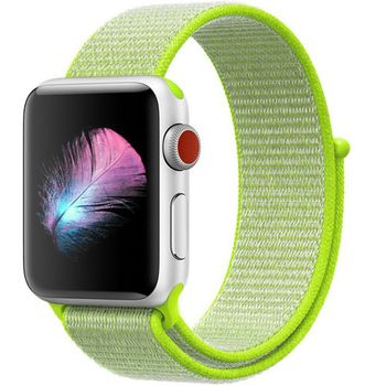 Curea iUni compatibila cu Apple Watch 1/2/3/4/5/6, 44mm, Nylon Sport, Woven Strap, Electric Green