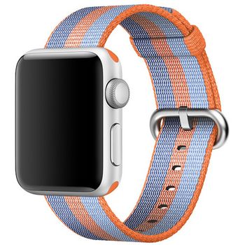 Curea iUni compatibila cu Apple Watch 1/2/3/4/5/6, 44mm, Nylon, Woven Strap, Orange/Blue