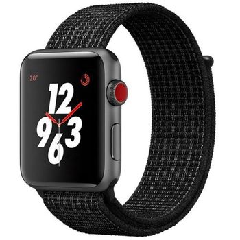 Curea iUni compatibila cu Apple Watch 1/2/3/4/5/6, 44mm, Nylon Sport, Woven Strap, Midnight Black