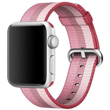 Curea iUni compatibila cu Apple Watch 1/2/3/4/5/6, 44mm, Nylon, Woven Strap, Berry