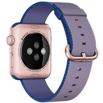 Curea iUni compatibila cu Apple Watch 1/2/3/4/5/6, 44mm, Nylon, Woven Strap, Electric Purple