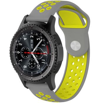 iUni - Curea ceas Smartwatch Samsung Gear S3, 22 mm Silicon Sport Grey-Yellow