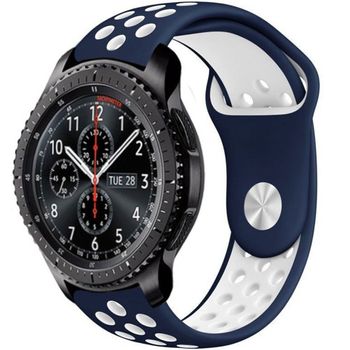 iUni - Curea ceas Smartwatch Samsung Gear S3, 22 mm Silicon Sport Blue-White