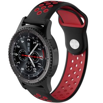 iUni - Curea ceas Smartwatch Samsung Gear S3, 22 mm Silicon Sport Black-Red