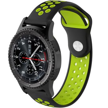 Iuni - curea ceas smartwatch samsung gear s2, 20 mm silicon sport black-green