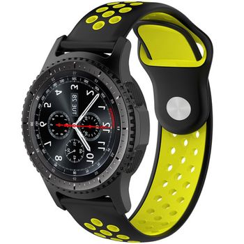 Iuni - curea ceas smartwatch samsung gear s2, 20 mm silicon sport black-yellow