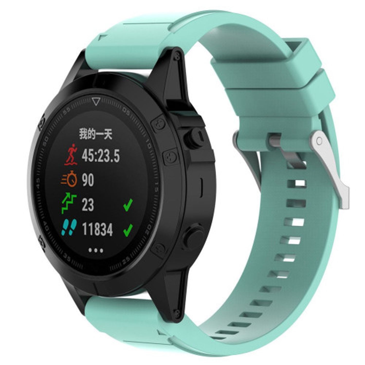 Curea ceas Smartwatch Garmin Fenix 5, 22 mm Silicon iUni Light Blue fotografia produsului View 3 L