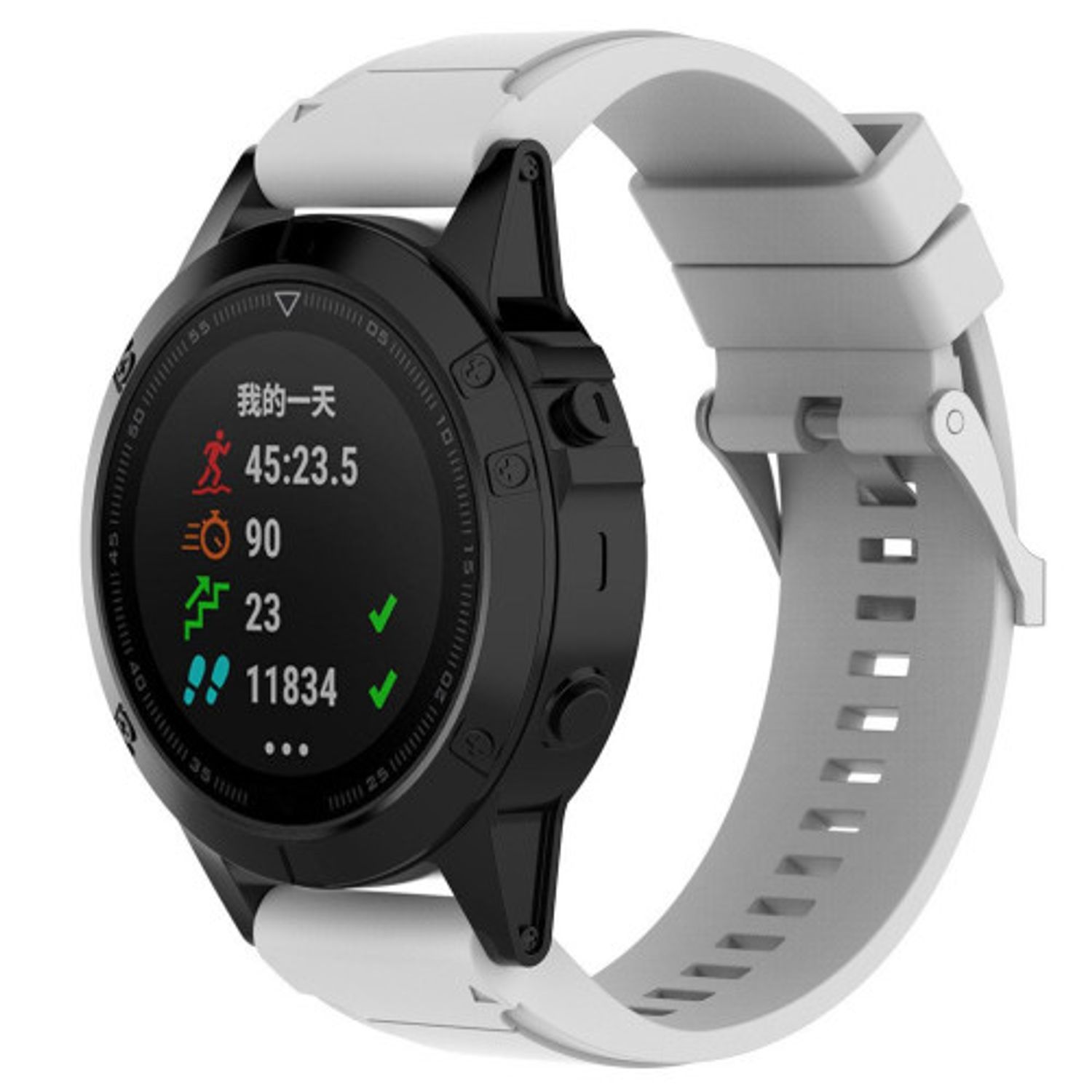 Curea ceas Smartwatch Garmin Fenix 5, 22 mm Silicon iUni White fotografia produsului View 3 L