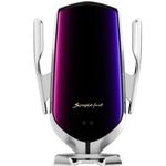 Suport auto cu incarcator wireless iUni R1, micro USB, functie Fast Charge, Silver fotografia produsului