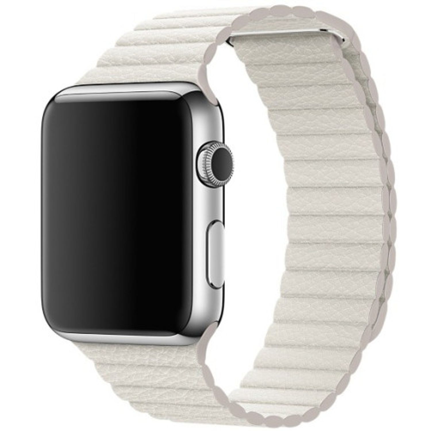 Curea iUni compatibila cu Apple Watch 1/2/3/4/5/6, 38mm, Leather Loop, Piele, White fotografia produsului View 3 L