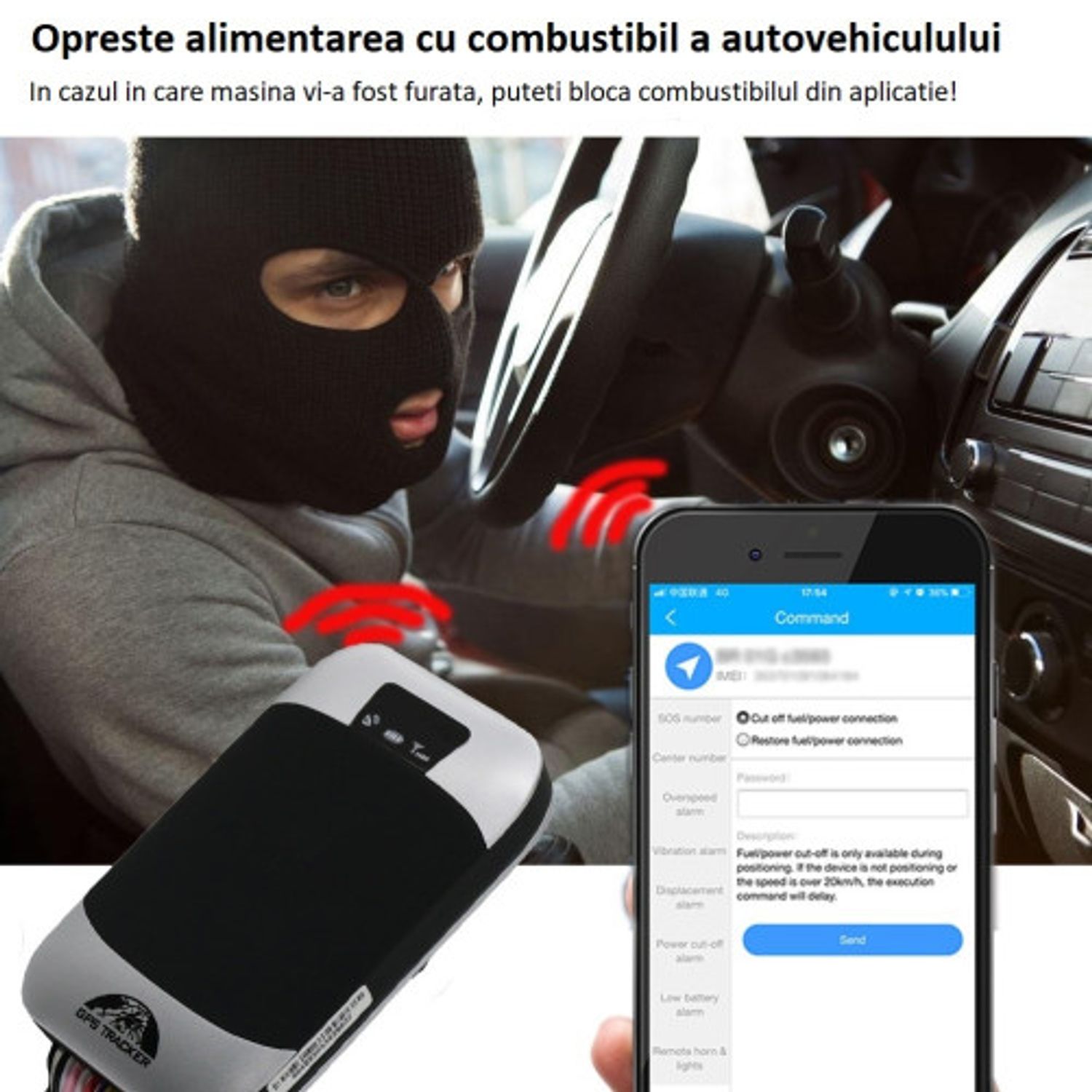 GPS Tracker Auto iUni TK303, localizare si urmarire GPS fotografia produsului View 4 L