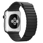 Curea iUni compatibila cu Apple Watch 1/2/3/4/5/6, 38mm, Leather Loop, Piele, Black fotografia produsului