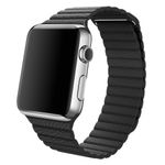 Curea iUni compatibila cu Apple Watch 1/2/3/4/5/6, 38mm, Leather Loop, Piele, Black fotografia produsului View 3 S