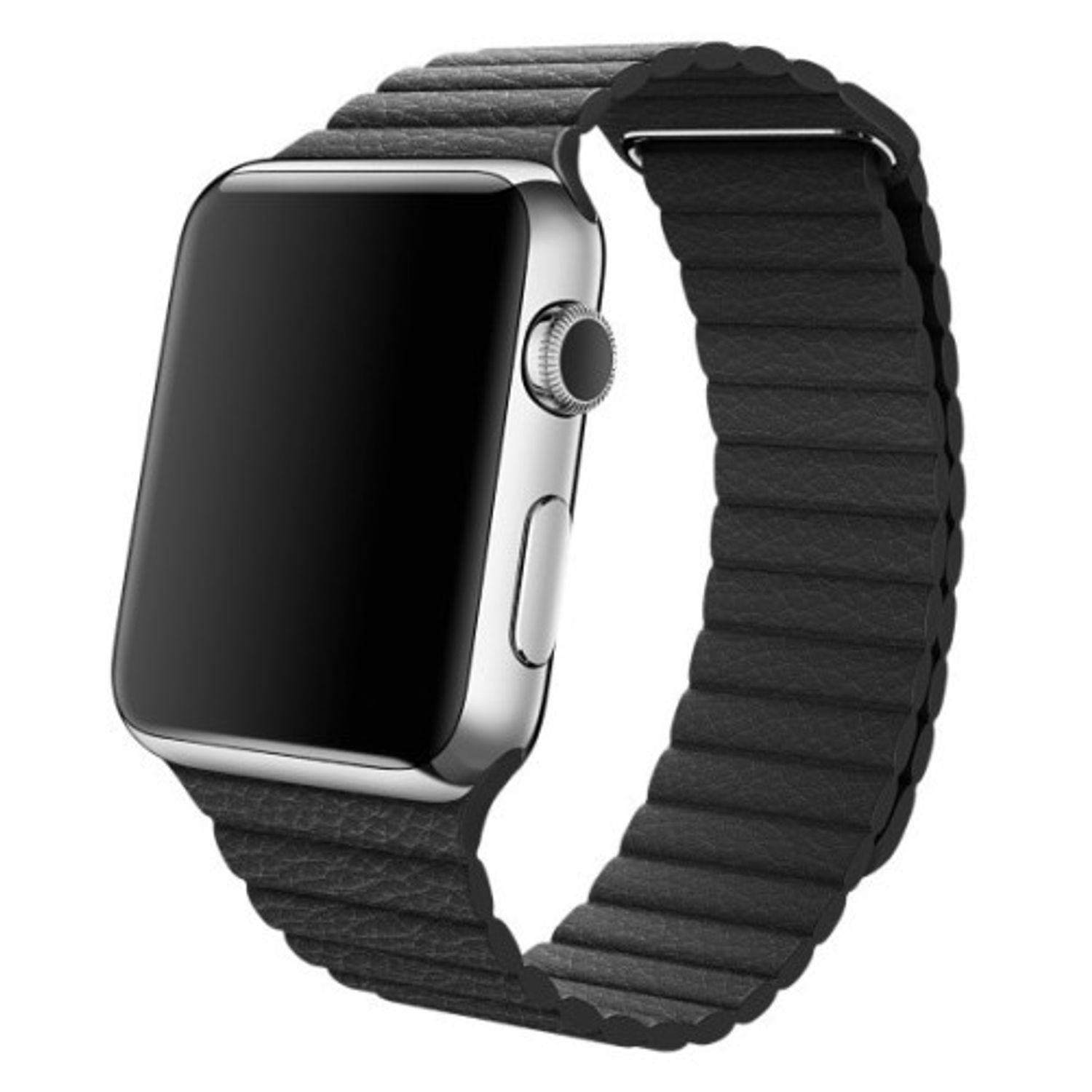 Curea iUni compatibila cu Apple Watch 1/2/3/4/5/6, 38mm, Leather Loop, Piele, Black fotografia produsului View 3 L