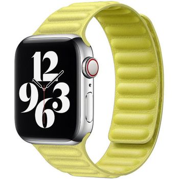 Curea iuni compatibila cu apple watch 1/2/3/4/5/6, 42mm, leather link, galben