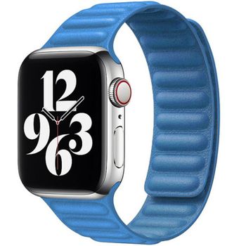 Curea iuni compatibila cu apple watch 1/2/3/4/5/6, 42mm, leather link, blue