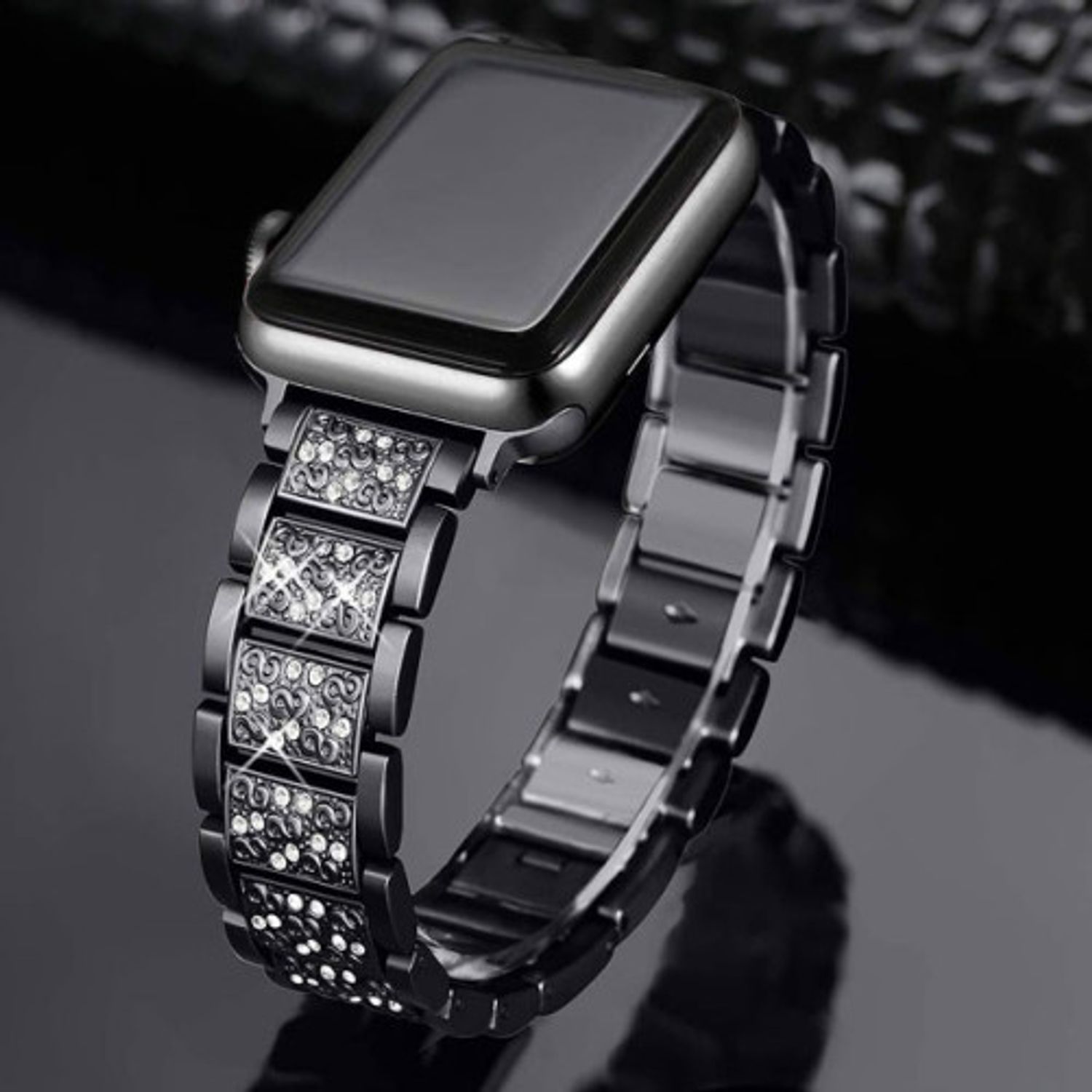 Curea iUni compatibila cu Apple Watch 1/2/3/4/5/6, 42mm, Luxury Belt, Black fotografia produsului View 4 L
