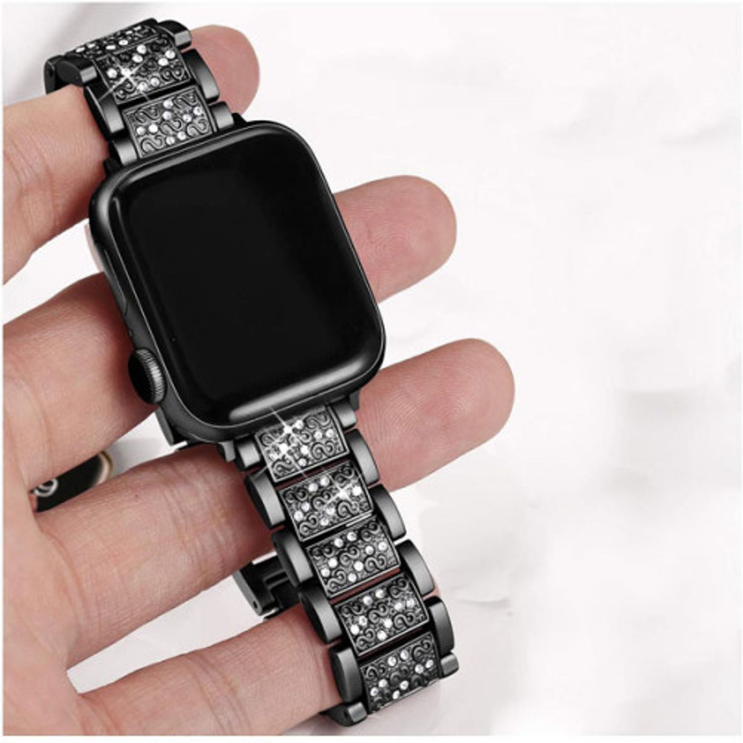 Curea iUni compatibila cu Apple Watch 1/2/3/4/5/6, 42mm, Luxury Belt, Black fotografia produsului View 3 L