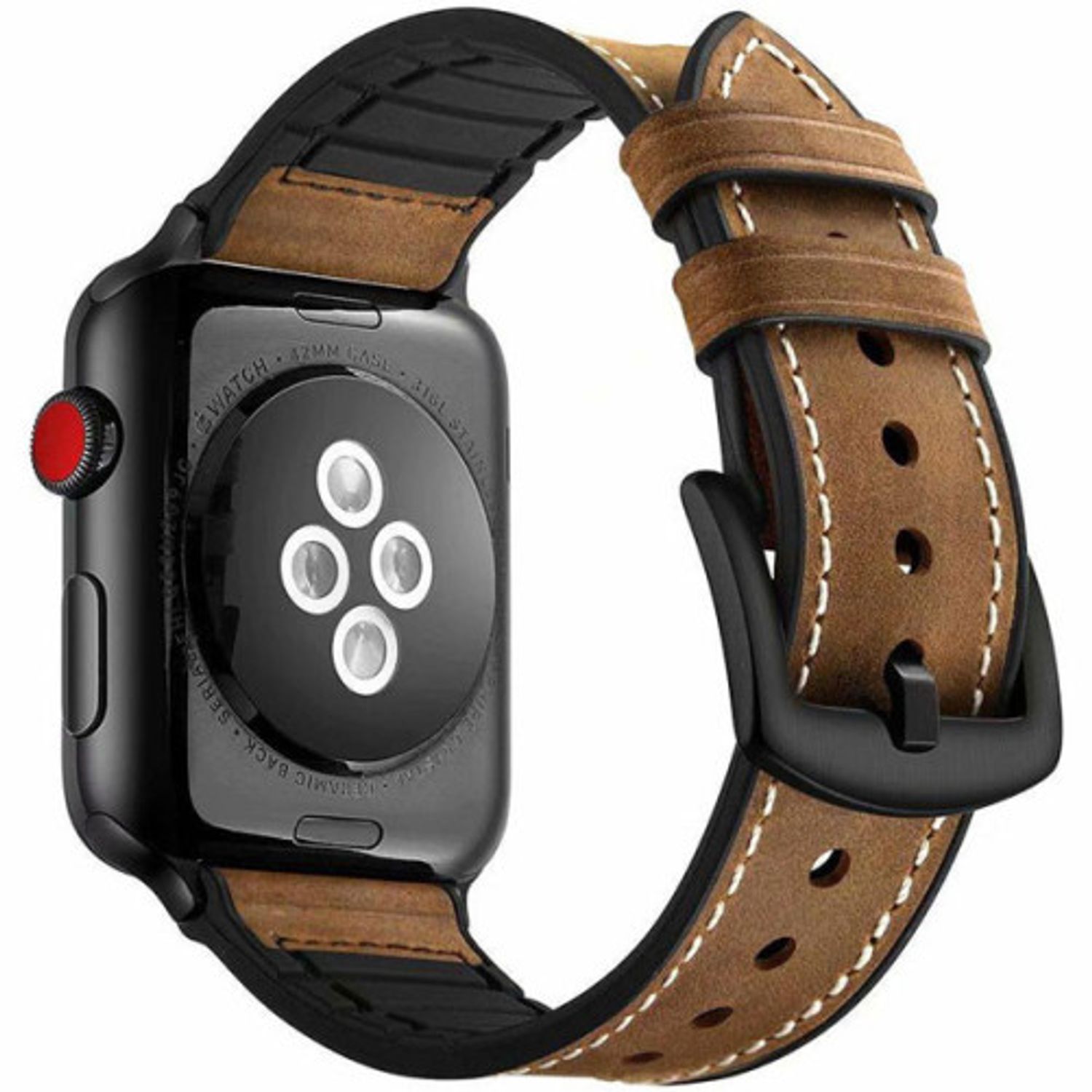 Curea iUni compatibila cu Apple Watch 1/2/3/4/5/6, 42mm, Leather Strap, Dark Coffee fotografia produsului