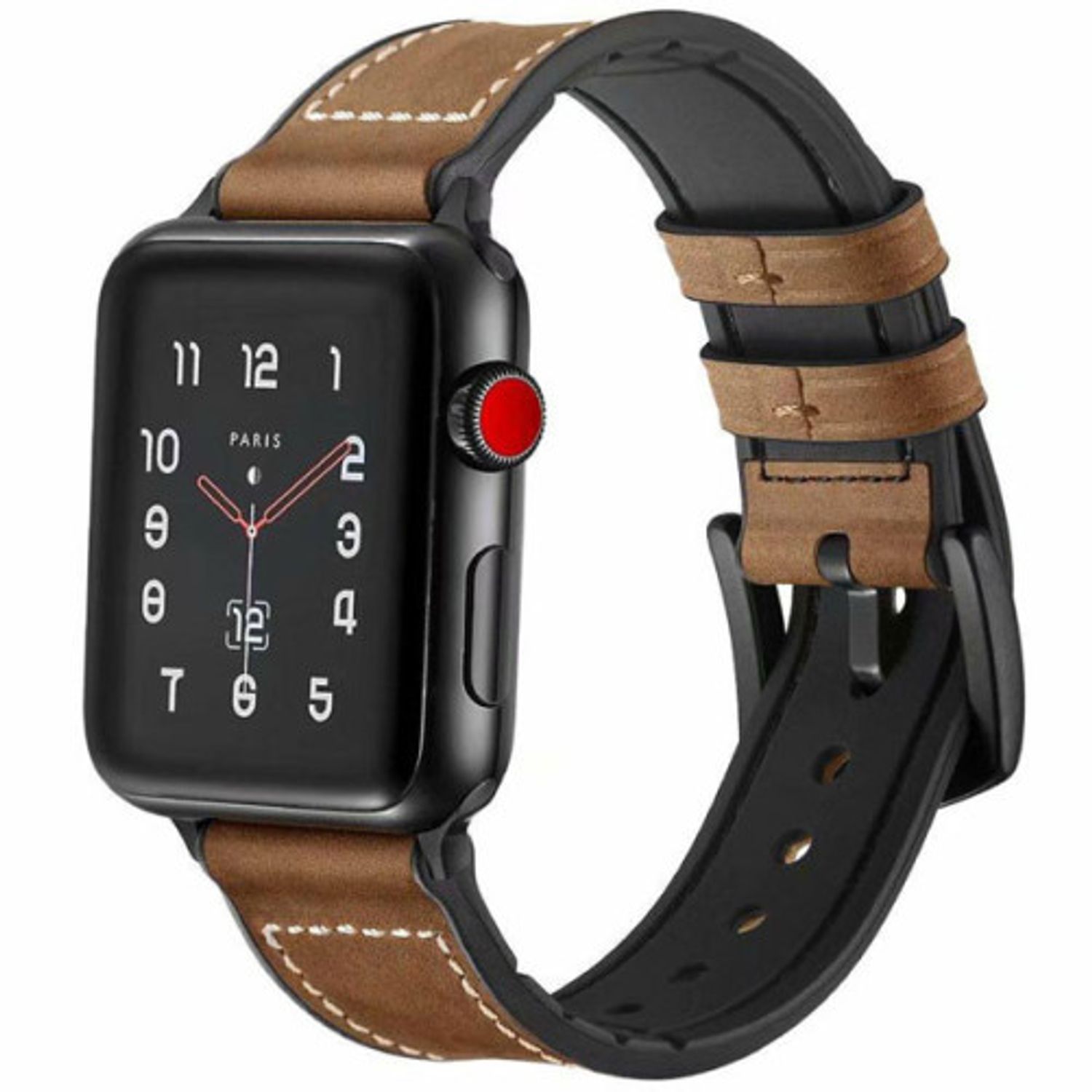 Curea iUni compatibila cu Apple Watch 1/2/3/4/5/6, 42mm, Leather Strap, Dark Coffee fotografia produsului View 2 L