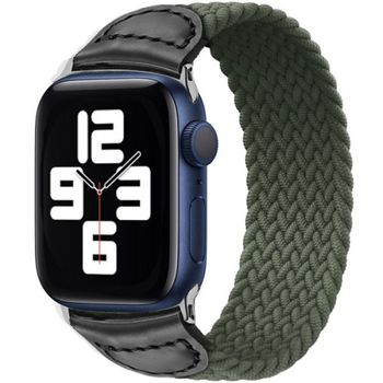 Curea iuni compatibila cu apple watch 1/2/3/4/5/6, 40mm, braided solo loop, green