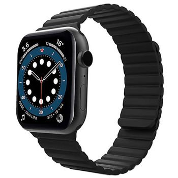 Curea iUni compatibila cu Apple Watch 1/2/3/4/5/6, 44mm, Silicon Magnetic, Black elefant.ro