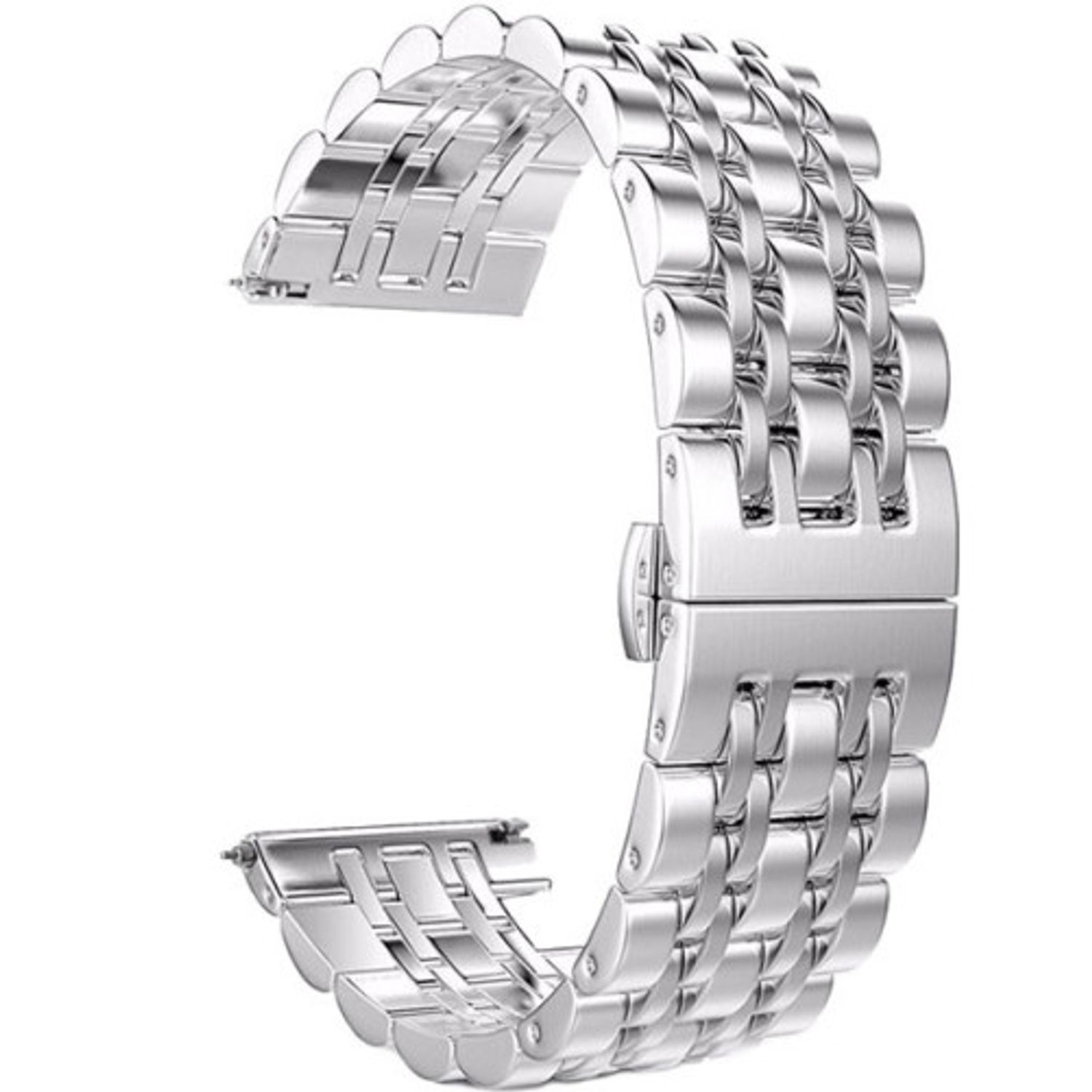 Curea iUni compatibila cu Samsung Watch Gear S3, 22 mm, Seven Beads Strap, Silver fotografia produsului