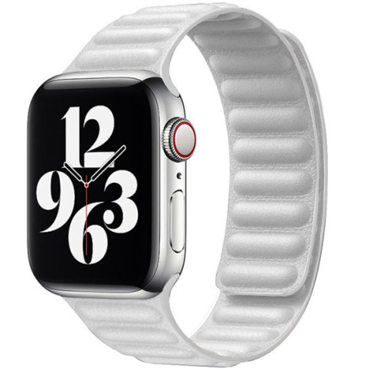 Curea iUni compatibila cu Apple Watch 1/2/3/4/5/6, 42mm, Leather Link, White fotografia produsului