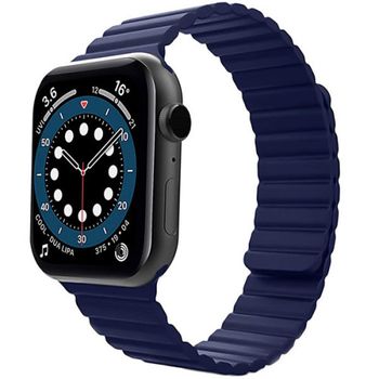 Curea iuni compatibila cu apple watch 1/2/3/4/5/6, 44mm, silicon magnetic, midnight blue