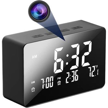Ceas de birou cu camera spion iuni ip09, wi-fi, full hd, termometru interior, night vision, senzor de miscare