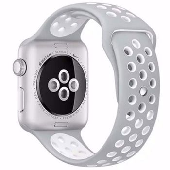 Curea iUni compatibila cu Apple Watch 1/2/3/4/5/6, 42mm, Silicon Sport, Argintiu/Alb image11
